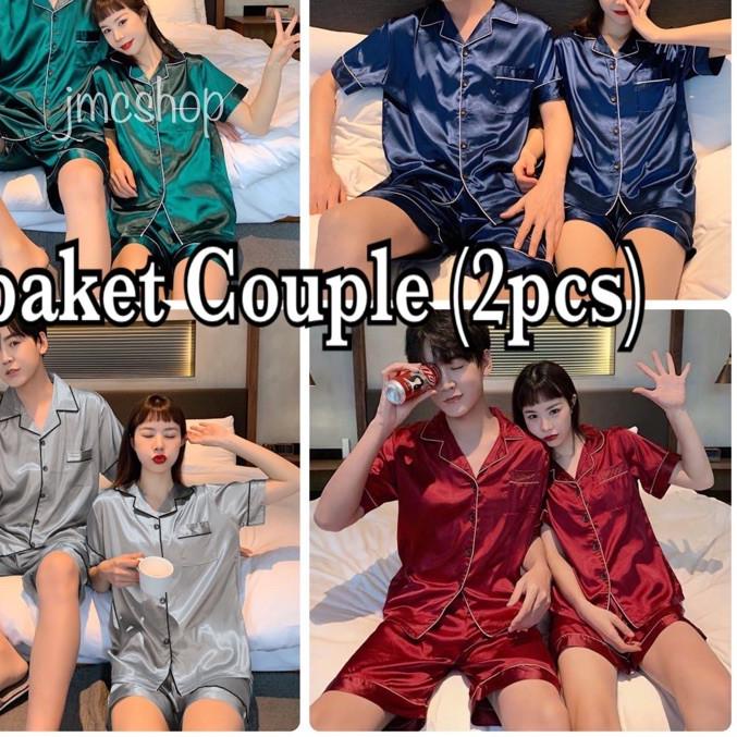 ➽ piyama couple suami istri pendek satin exclusive ☻