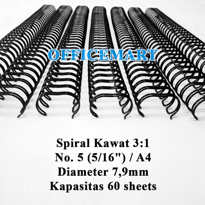 

[[JNT COD]] JBI Spiral Kawat A4 3:1 No. 5 (5/16") - Hitam (Box Isi 100 Batang)