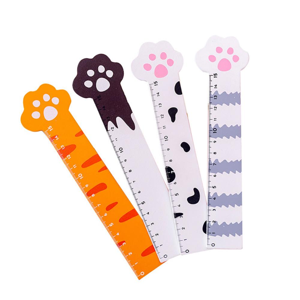 Timekey 15 cm Cute Kawaii Kitty Paw Cat Penggaris Lurus Penggaris Kayu Untuk Menggambar Siswa Mengukur Alat Tulis Kantor Perlengkapan Sekolah M4P2