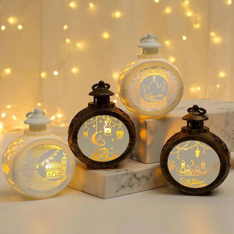 Lilin Elektronik Angin Lentera Lebaran Bulan Castle Handheld Light Retro Portable LED Night Lamp Indoor Dekorasi Pencahayaan Untuk Festival Perayaan Pesta