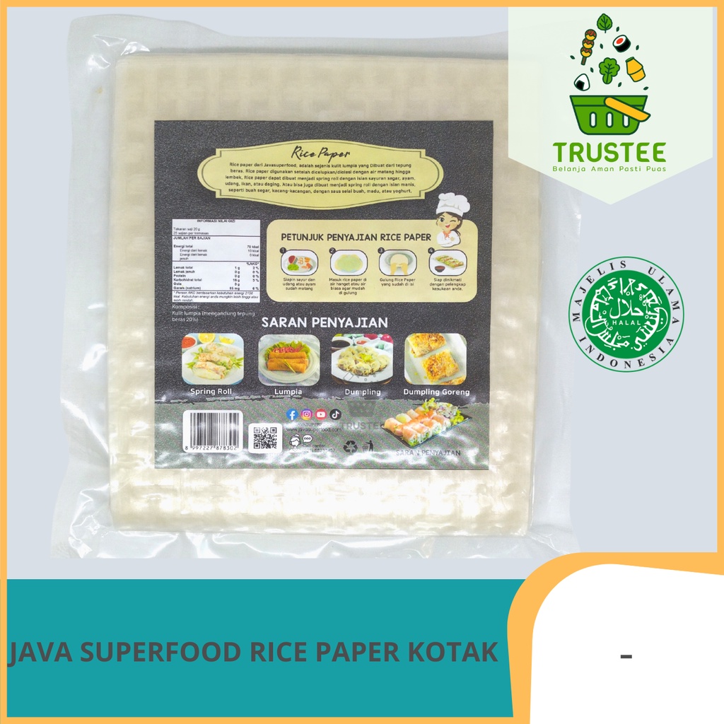 Java Super Food Rice Paper Kotak 50 Lembar - Kulit Lumpia Vietnam Spring Roll Salad Wrap 500gr