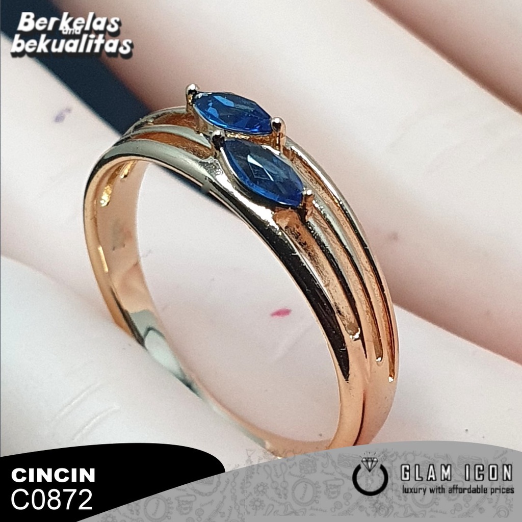 Cincin Wanita Motif layer dua Mata Biru C0872 CCG