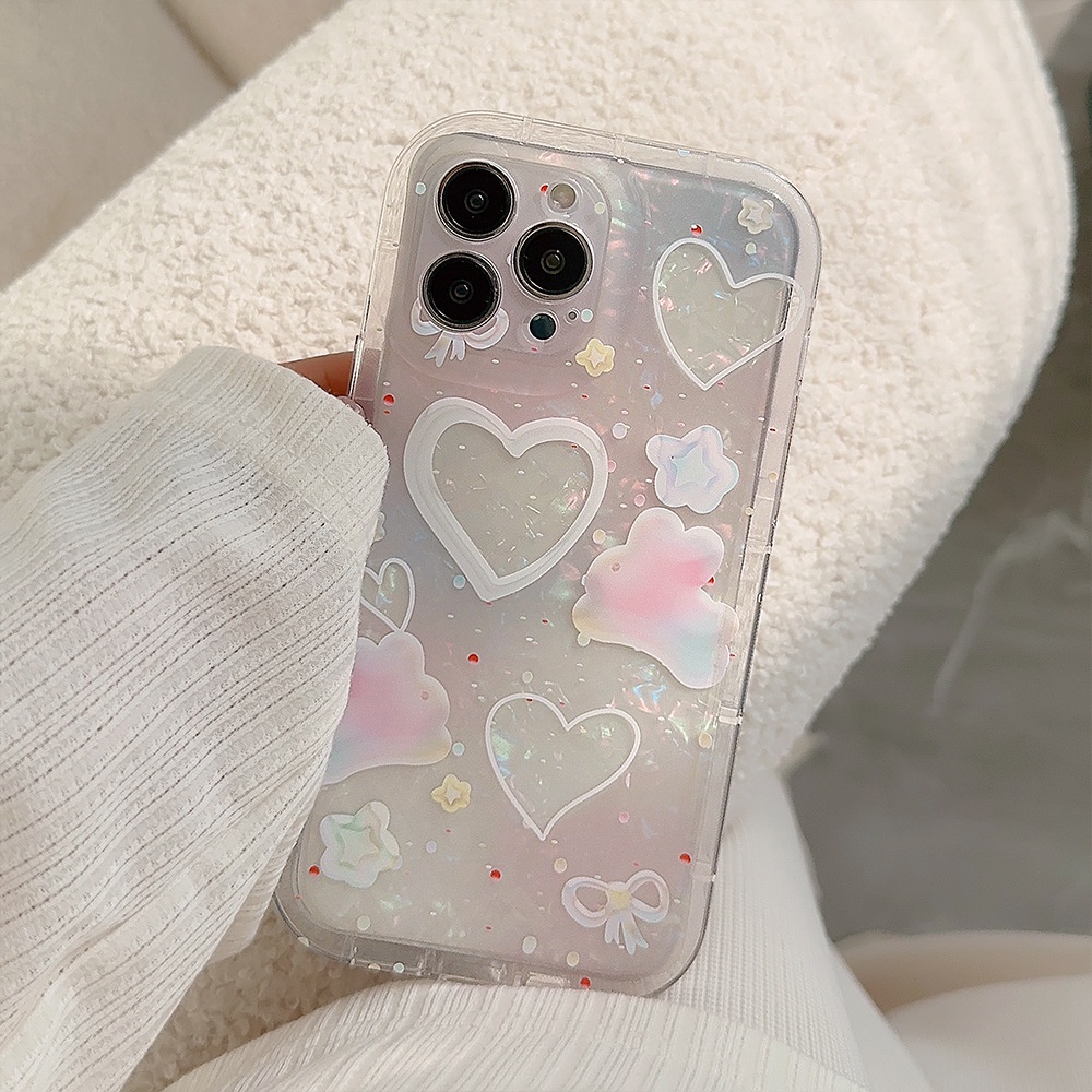 IPHONE Ins Cute Pink Love Jelly Kelinci Kartun Silikon Case Dengan Kartu Laser Untuk Iphone14 11 12 13 PRO MAX Casing Cover Pelindung AT0056