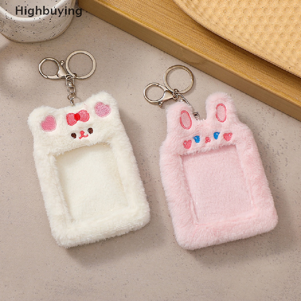 Hbid Bear Plush Photocard Holder Photo Sleeve Case Penutup Kartu ID Gantungan Kunci Tas Liontin Glory