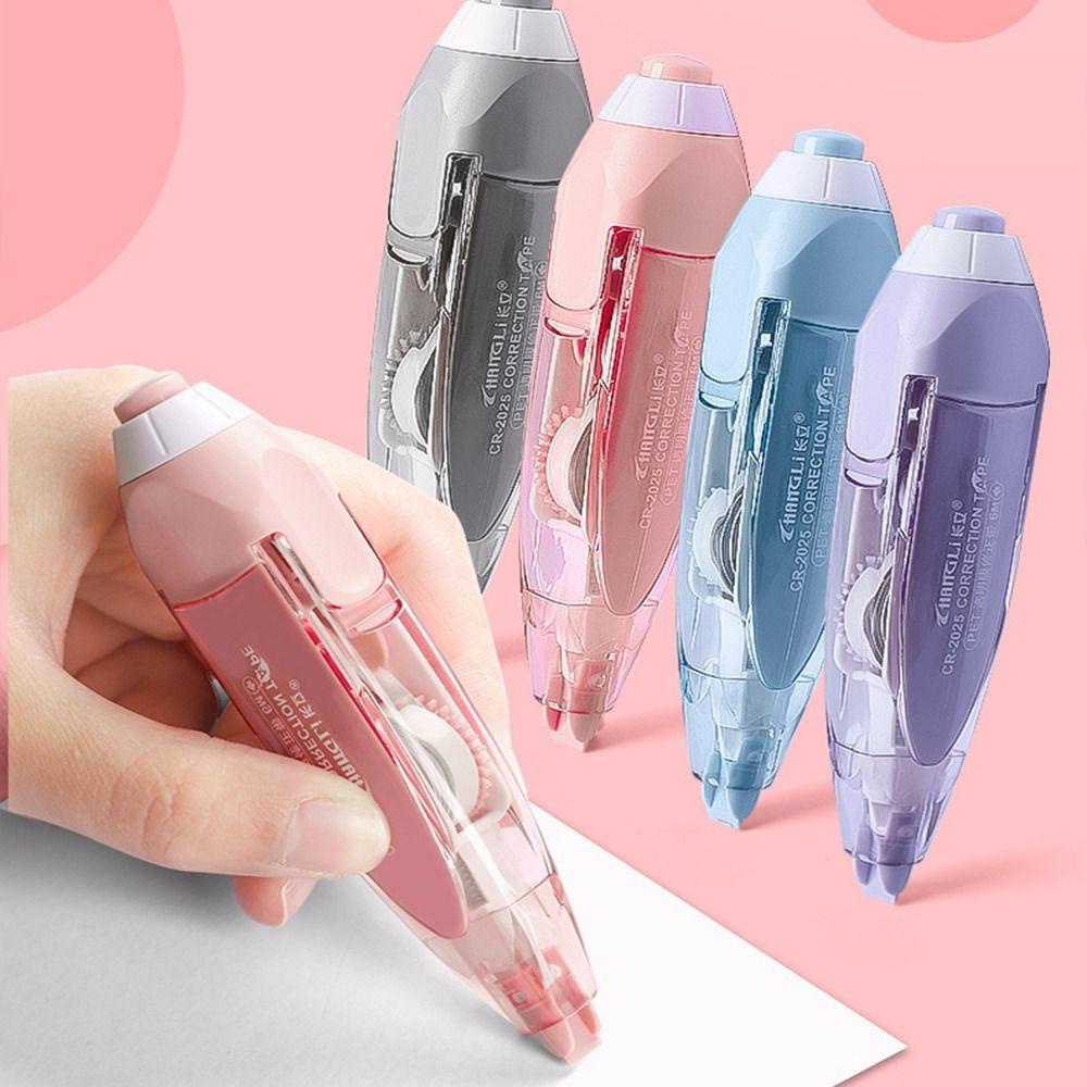 [Elegan] Pita Koreksi Press Tanpa Debu 4warna Siswa Sekolah Alat Kantor Bentuk Pulpen Korektor Tulisan