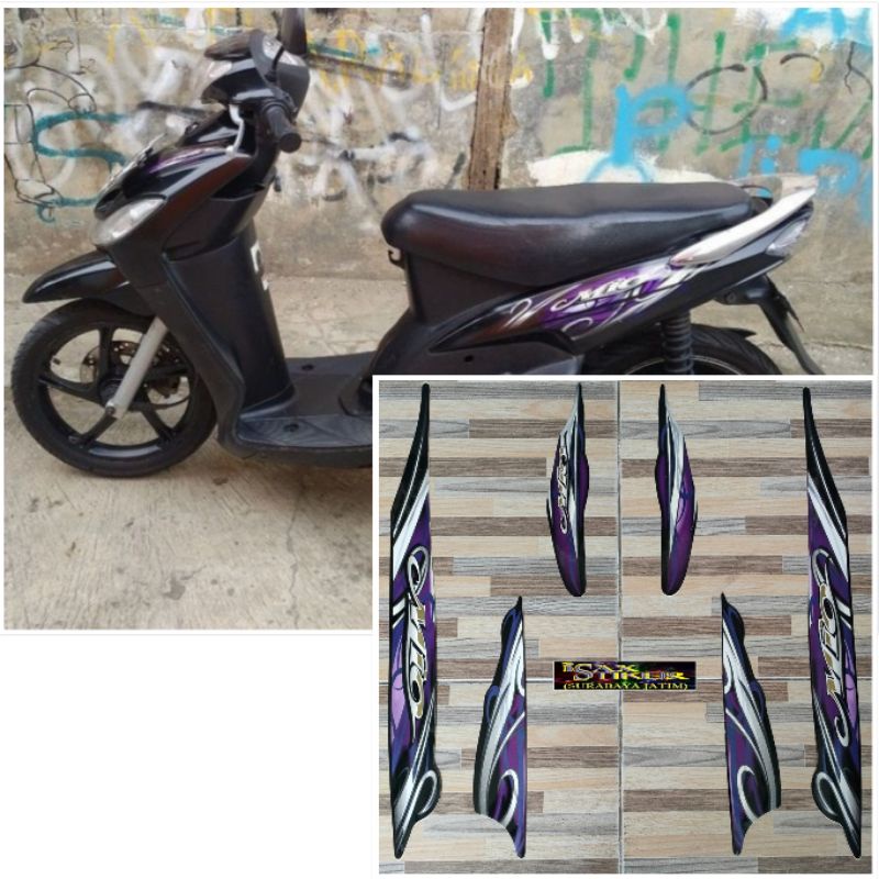 striping original Yamaha Mio sporty smile hitam ungu tahun 2010