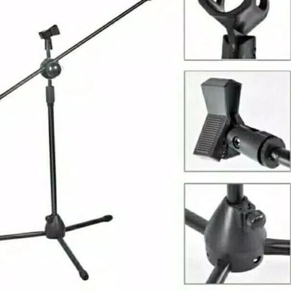 ✥ Stand Microphone + Mic Holder / Stand Mic Lantai Tripod Condenser ←