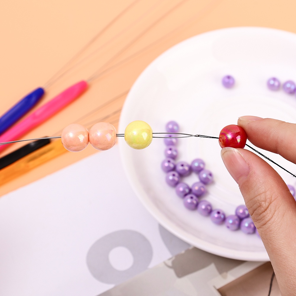 Mode Threader Ringan DIY Warna-Warni Pegangan Plastik Manik Threader Multifungsi Wig Crochet Tools