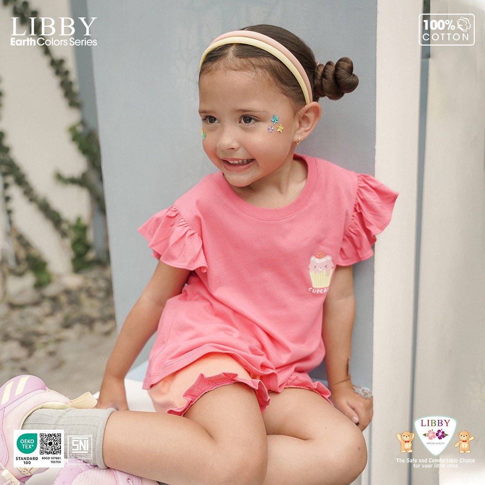 Baju Bayi Stelan Anak Perempuan Set Oblong Pendek-Celana Pendek LIBBY Earth Niji Series GIRL (1 STEL)