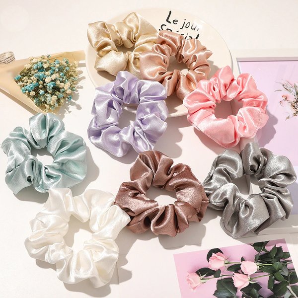 SCRUNCHIE SATIN silk ikat rambut wanita Scrunchie Karet Rambut Korea