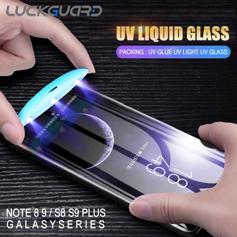 Cairan UV 5D Lengkung Full Lem Tempered Glass Untuk Samsung S8 S9 S10 Plus Note8 9 10 Pelindung Layar/Penjualan Panas