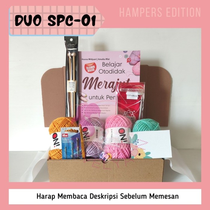 

(COD) DUO SPC 01-Paket Hampers Lebaran/Natal/Ulang Tahun/DIY/Merajut Pemula - BUKU, 80cm 5.5mm