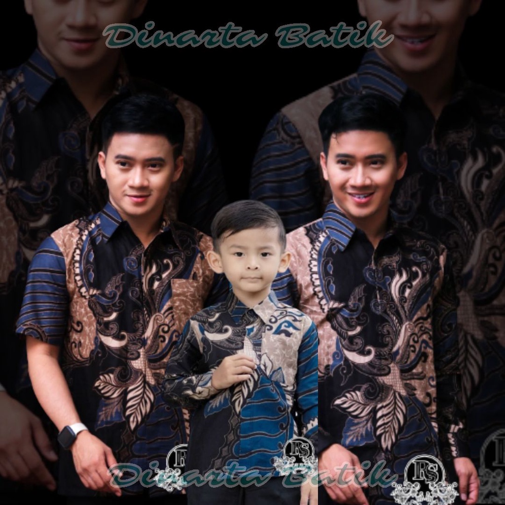 ATASAN BAJU BATIK COUPLE SET KELUARGA AYAH DAN ANAK [BISA SATUAN] HEM PRIA ANAK LENGAN PENDEK KEMEJA