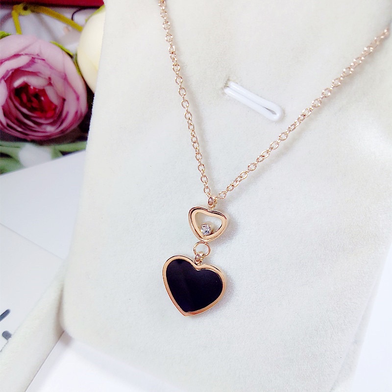 Kalung love moonaly warna titanium anti karat harga grosir bisa COD