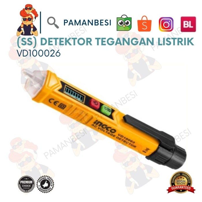 Listrik Tespen Elektrik Ac (12-1000 V) Listrik Voltage Detector Ingco Vd100026