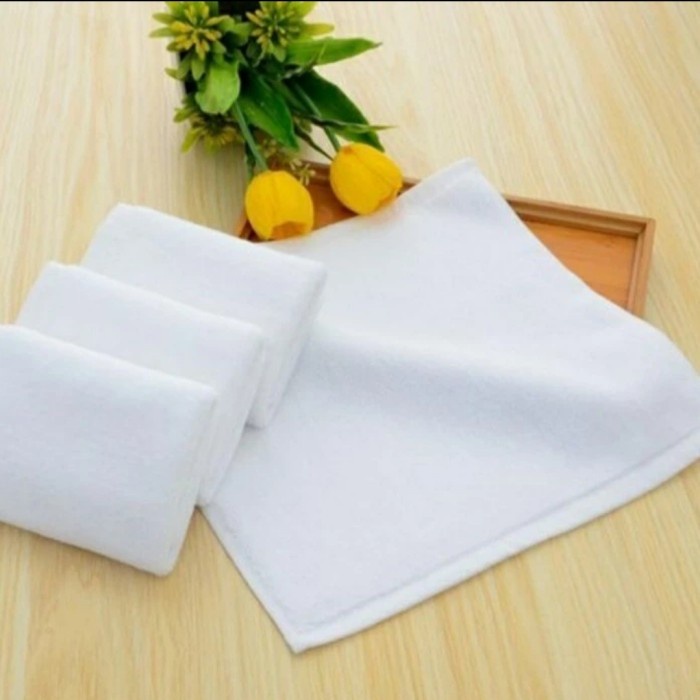 Handuk Sapu Tangan 5 Stars Hotel Putih Polos 30 x 30 CM Premium