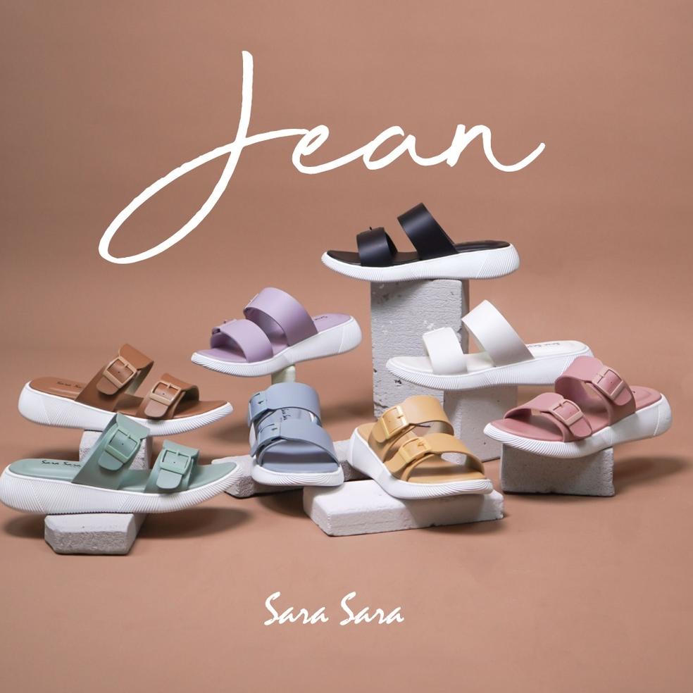 CHEKOUT Sara Sara JEAN Sandal Wanita Double Strap Sendal Gesper Cewek Kekinian