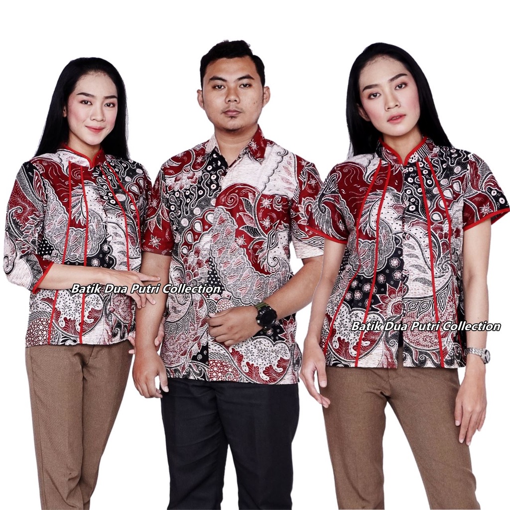 Couple Batik Atasan Batik Dan Hem Batik Bahan Katun Batik Dua Putri