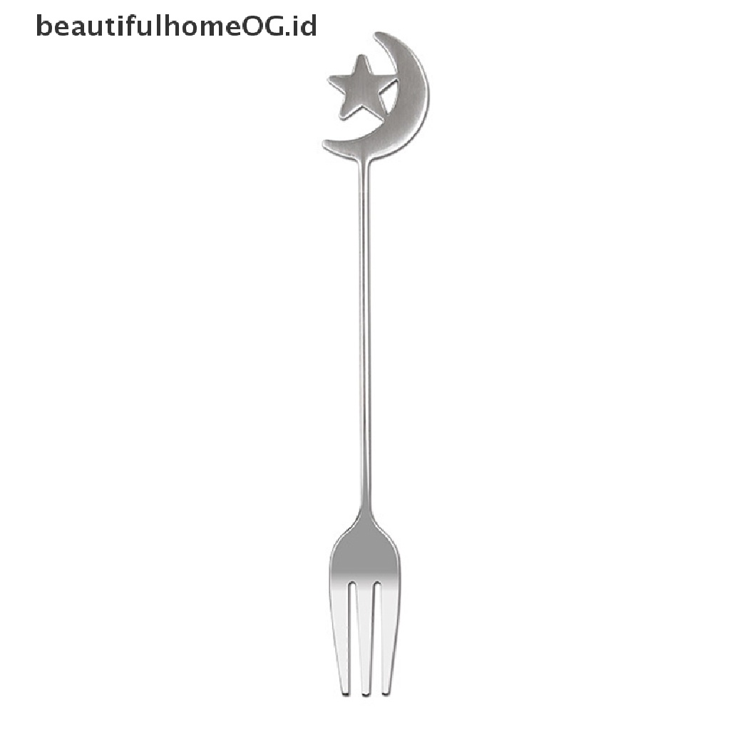 // Beautifulhomeog.id// Liontin Bulan Bintang Eid Mubarak Stainless Steel Spoon Fork Dekorasi Peralatan Makan Ramadhan **