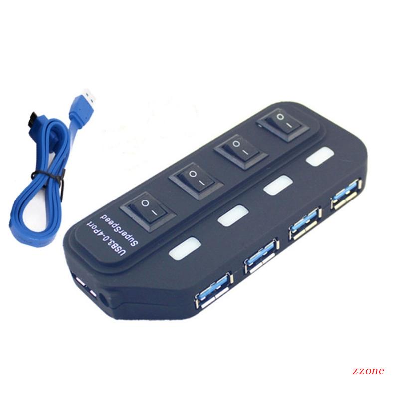 Zzz 4-port USB3.0 Hub Dengan Saklar On Off USB Splitter Adaptor Expander Multi port