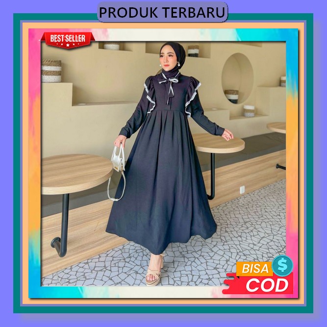 Indistoree - Gamis Cika Crinkle Airflow Terbaru 2022 Kekinian Viral Dewasa Simpel Elegan Busui Frend