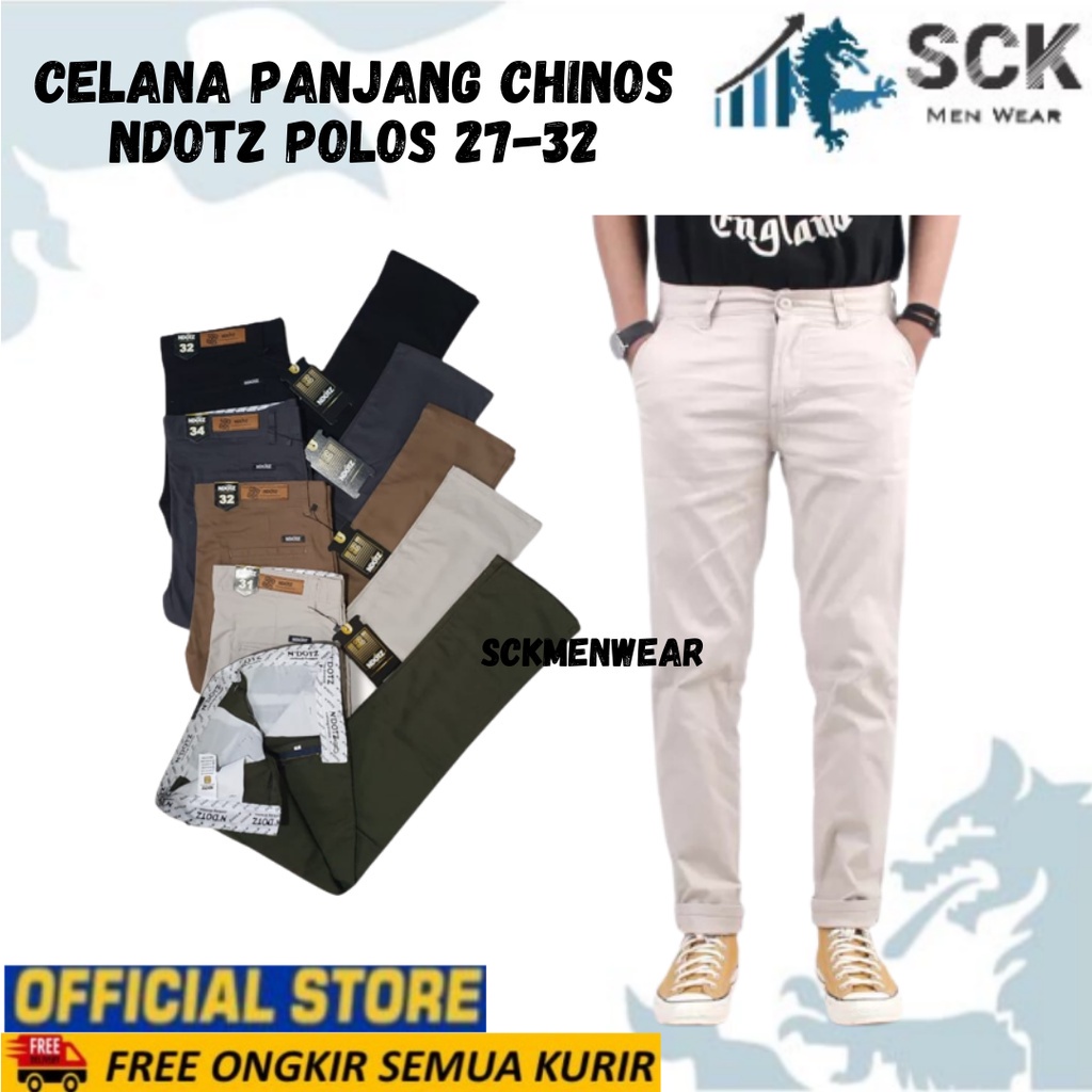 Celana Panjang Chinos Ndotz Polos Kancing Ukuran 27-32 Aneka Warna Pinggang Karet / Celana Karet / Celana Panjang  - sckmenwear GROSIR