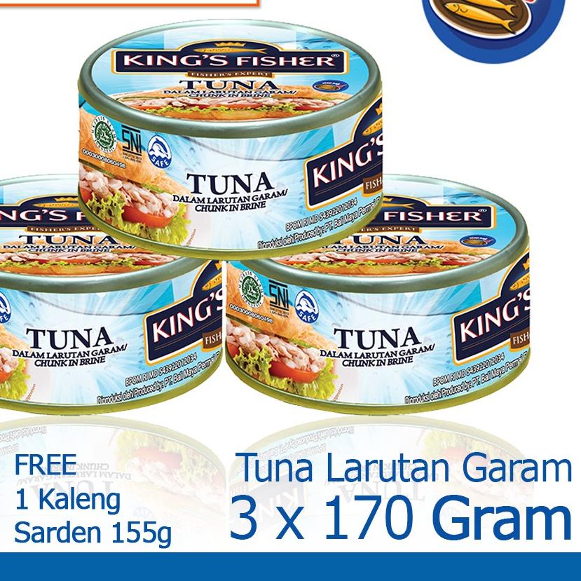 

➩ King's Fisher Paket 3 pcs Tuna dalam Air Garam 170 gr gratis sarden 155 gr ♠