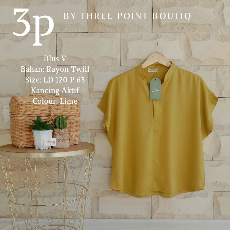 BLUS V RAYON TWILL |blus wanita | atasan lengan pendek