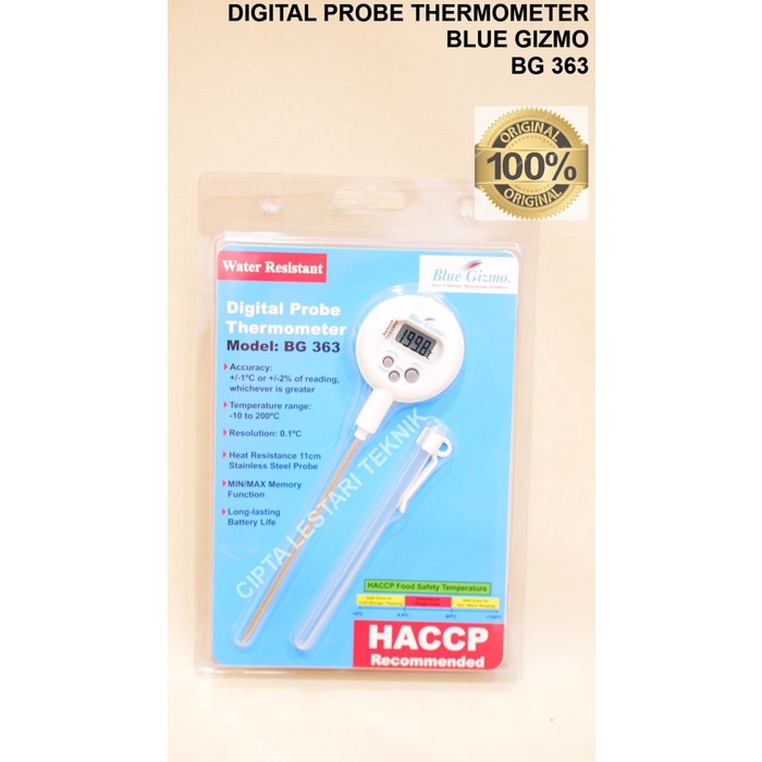 Terlaris Digital Probe Thermometer Blue Gizmo Bg 363