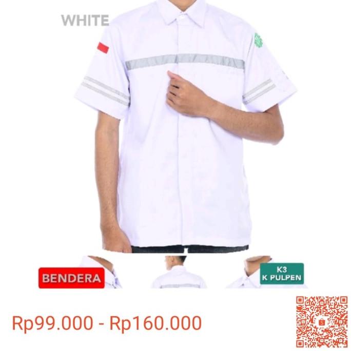 Baju wearpack putih tangan pendek/kemeja kerja lapangan/seragam kantor