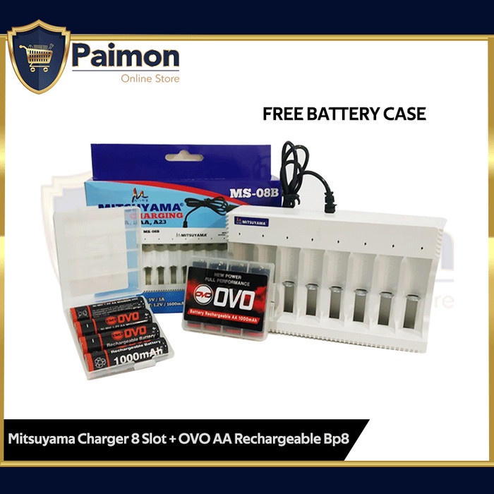 Mitsuyama Charger 8 Slot dan Baterai Ovo Isi Ulang