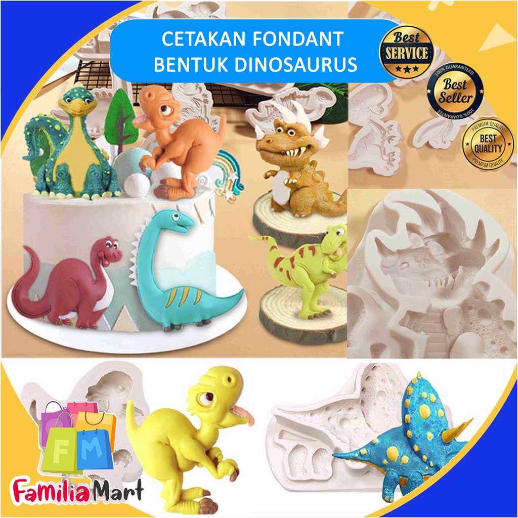 Cetakan Bentuk Kartun Dinosaurus Bahan Silikon Anti Lengket