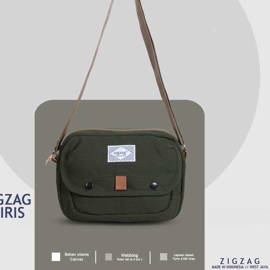 ֍ ZIGZAG Iris Green - Slingbag Pria / Tas Slempang Kanvas Premium ➻