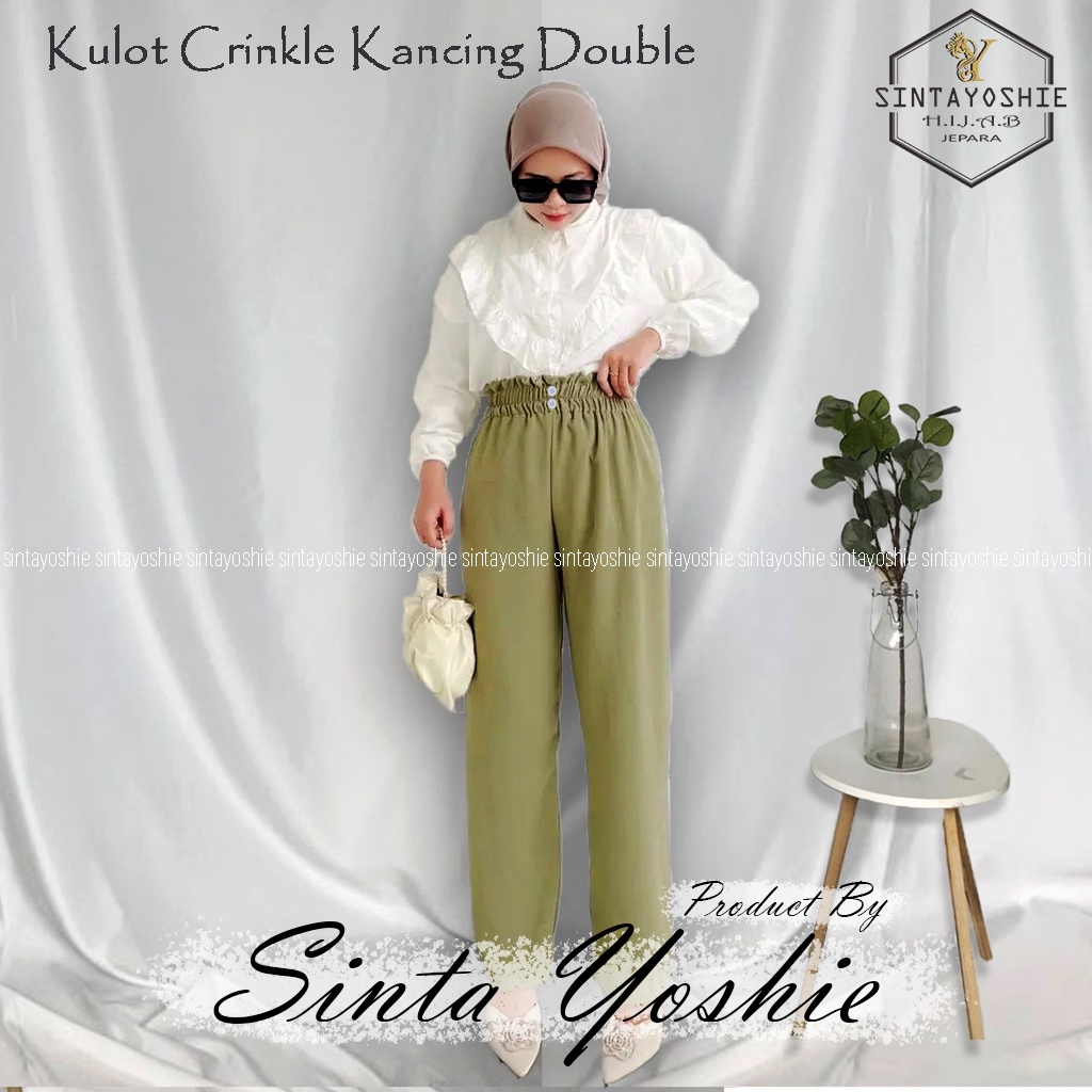 (𝐓𝐞𝐫𝐦𝐮𝐫𝐚𝐡) CELANA KULOT WANITA CRINKLE KANCING 2 PREMIUM JUMBO HIGHWAIST AIRFLOW