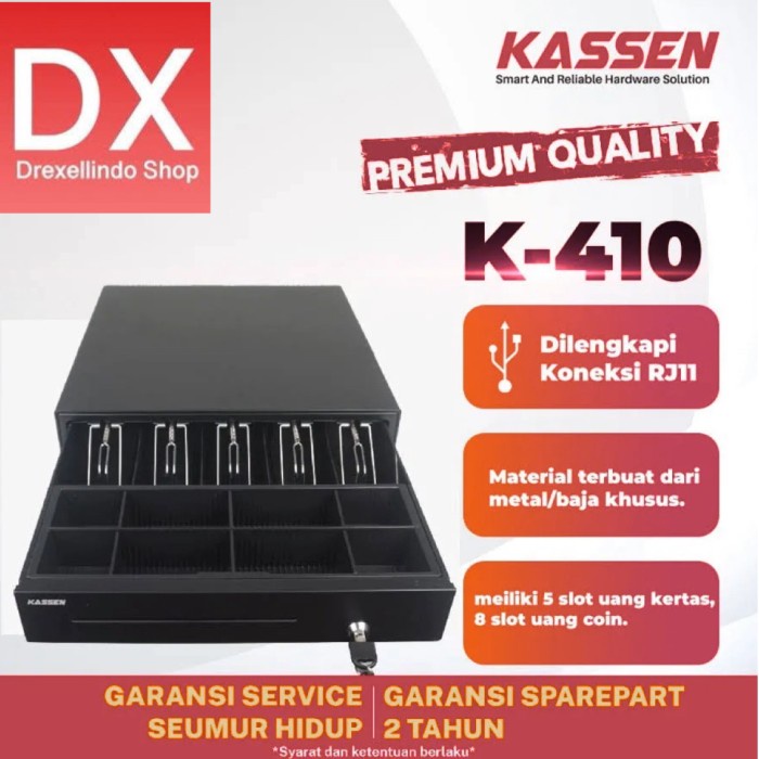 

[[JNT COD]] LACI UANG KASIR KASSEN K410 METAL CASH DRAWER 5BILL 8COIN