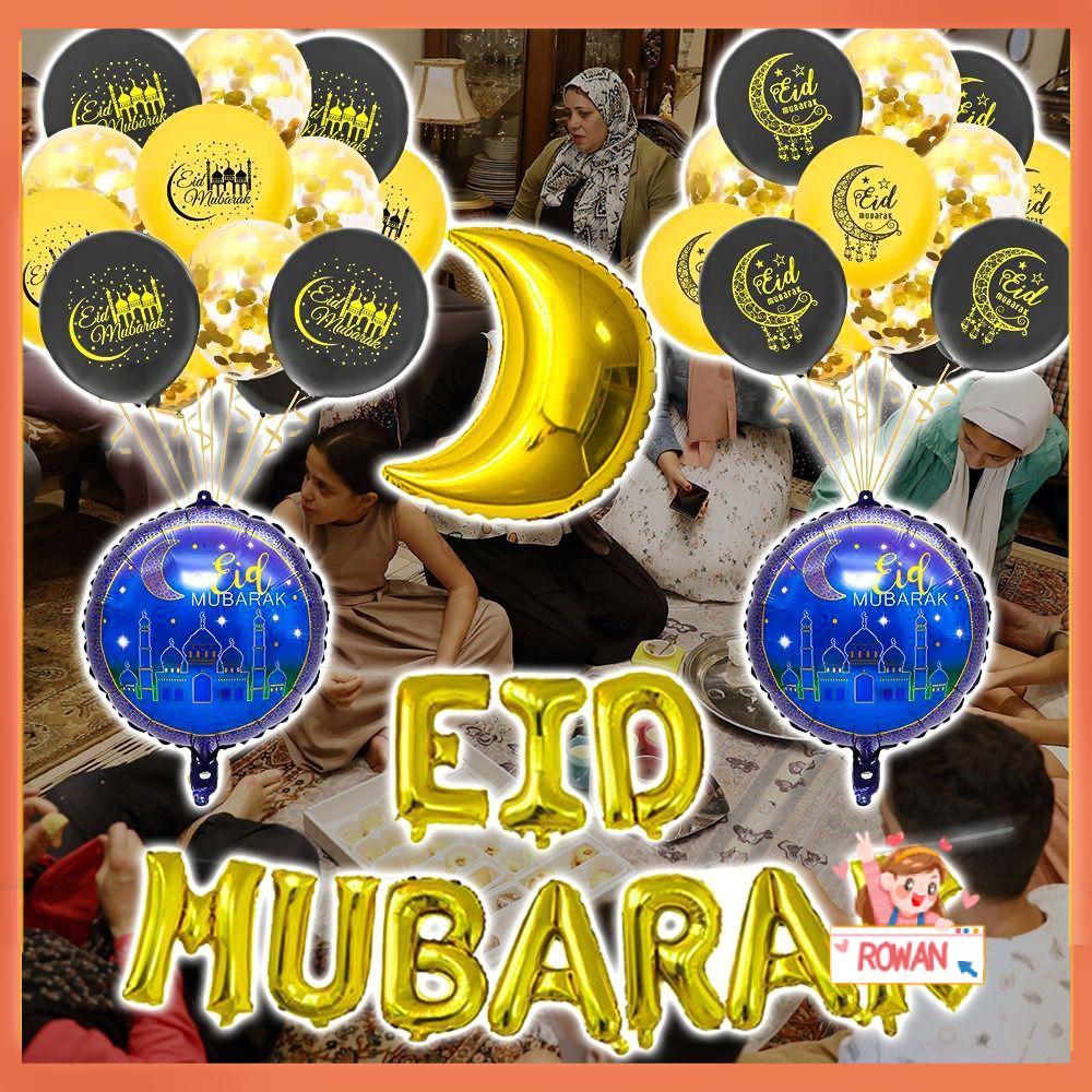 R-bunga Eid Mubarak Balon Hiasan Dinding Dekorasi Pesta Islam Muslim Ramadhan Perlengkapan Pesta Balon Set