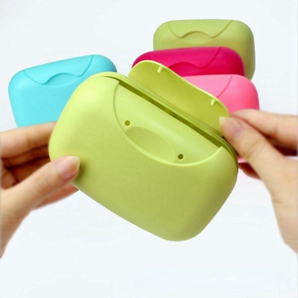 Rebuy Soap Dish Portable Sealed With Lid Tempat Sabun Tahan Air Warna Permen Anti Bocor