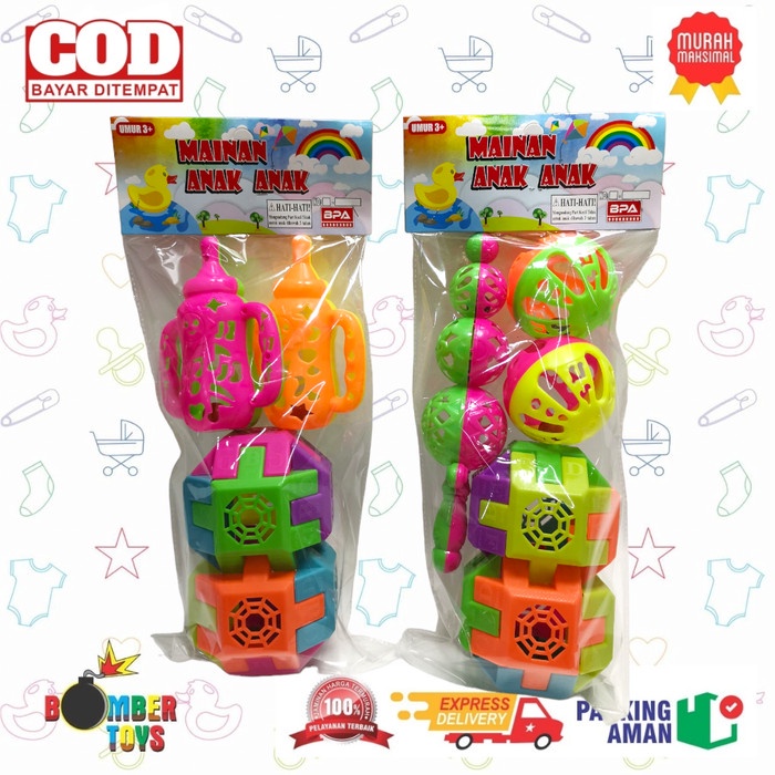 MAINAN ANAK KERINCINGAN BABY TOYS MURAH PUZZLE BONGKAR PASANG DOT BELL