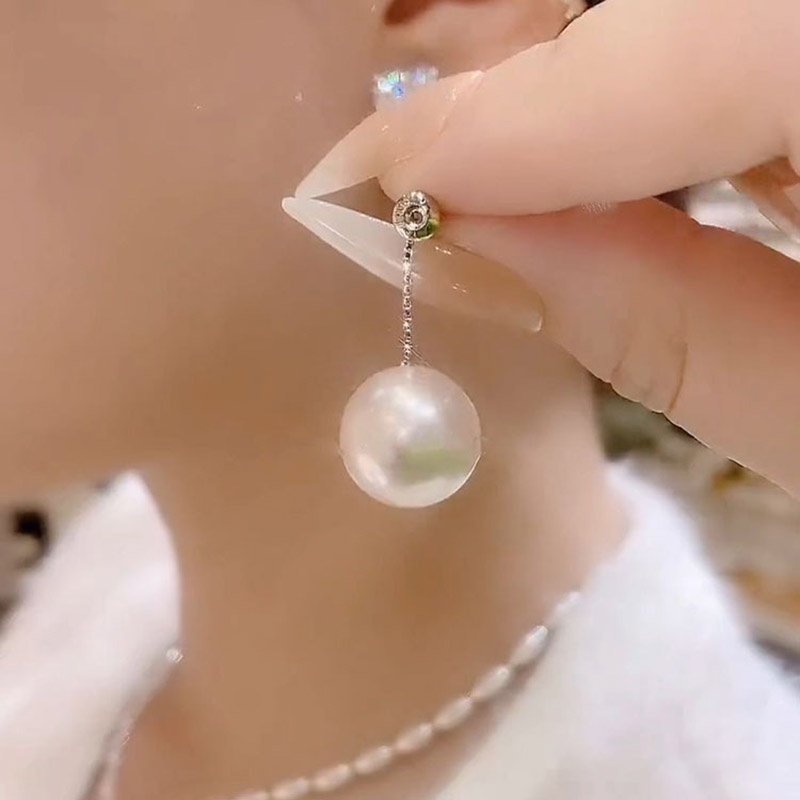 Jepang Jepang Korea Selatan Gaya Baru Mutiara Berlian Imitasi Cinta Hati Anting Satu Gaya Dua-Pakai Temperamen Anting Elegan