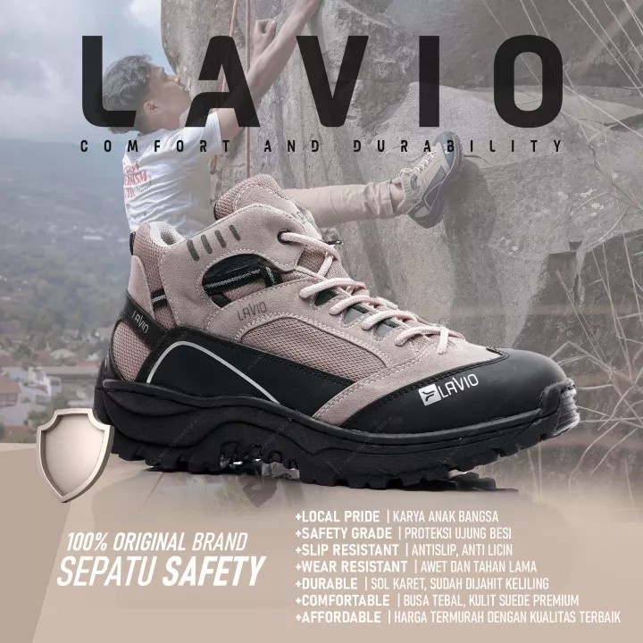 Sepatu Safety Ujung Besi Boots Klasik Safety Sport Lavio Footwear Original Kerja Proyek Lapangan Gunung Touring Hiking Anti Slip