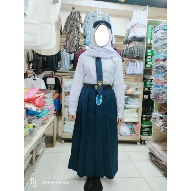 Rok Rempel panjang warna Biru Dongker merk SERAGAM/BULOVA( SMP )