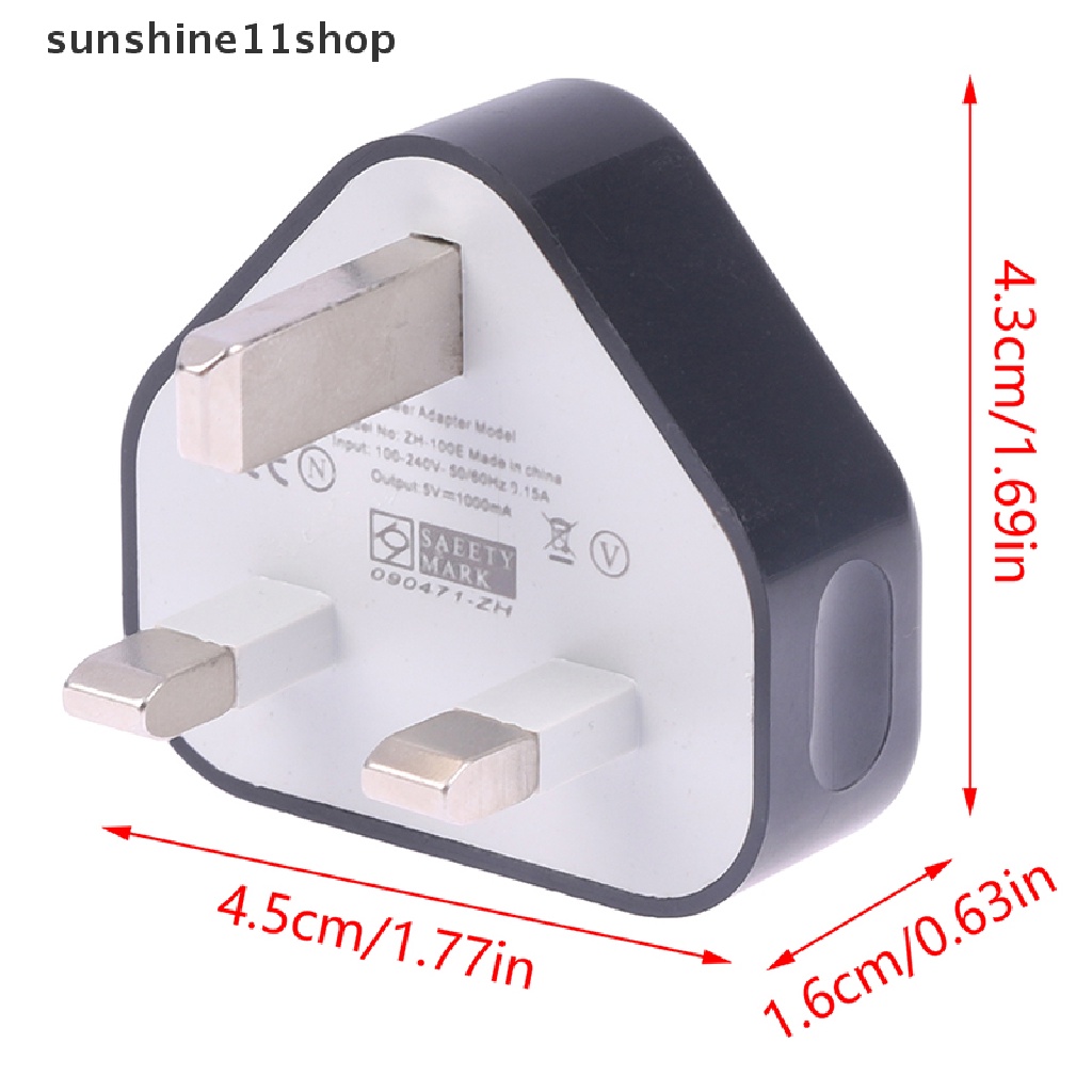 Sho Adaptor Dinding Colokan USB Charger 3pin Portable Dengan 1port Travel Charging N