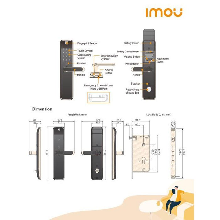 Imou Smart Door Lock Kunci Pintu Digital K2C Doorlock