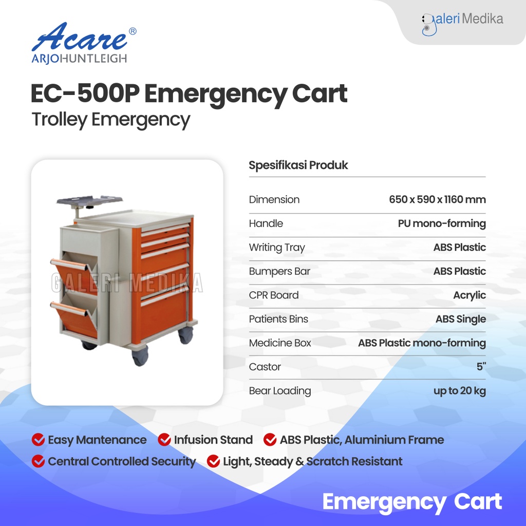 Troli Darurat Acare EC-500P Emergency Cart / Emergency Trolley Acare EC-500P / Troli Emergency