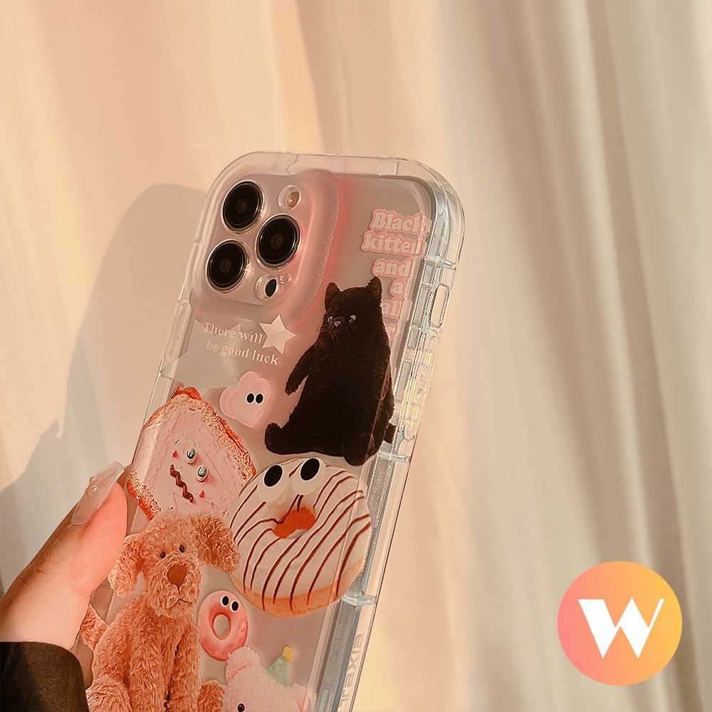 IPHONE Hewan Lucu Stiker Casing Ponsel Kompatibel Untuk Iphone11 14 13 12 Pro Max 7Plus X XS Max XR 6s 7 8 6 Plus SE 2020 Shockproof Airbag Boneka Beruang Lembut Tpu Bening Penutup Belakang