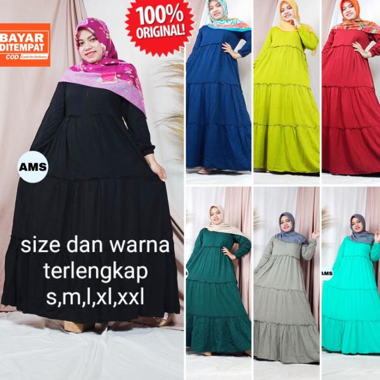 HOT SALE Gamis Twill Polos Ori Bahan Tebal Premium Susun Canda Rempel Daster Twil Abstrak Pelangi Mu