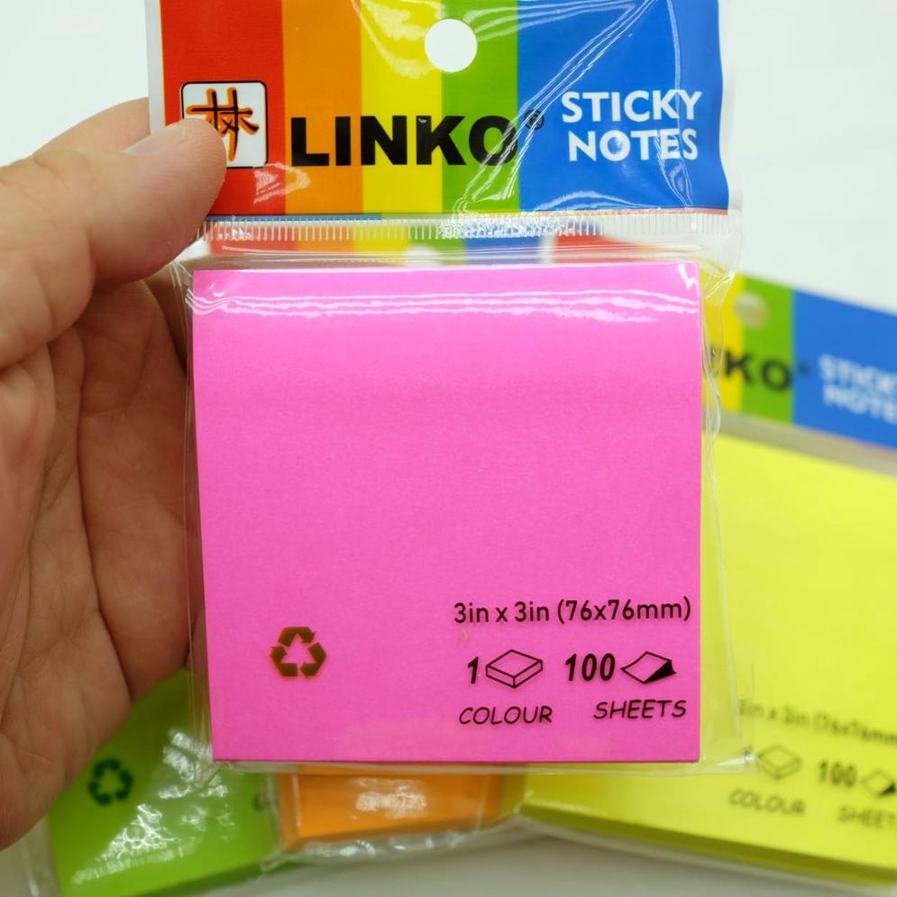 

R96 Sticky Notes LINKO 76 x 76 mm / 1 Warna / 3x3" inch (LK-101) TELAH HADIR ヒ