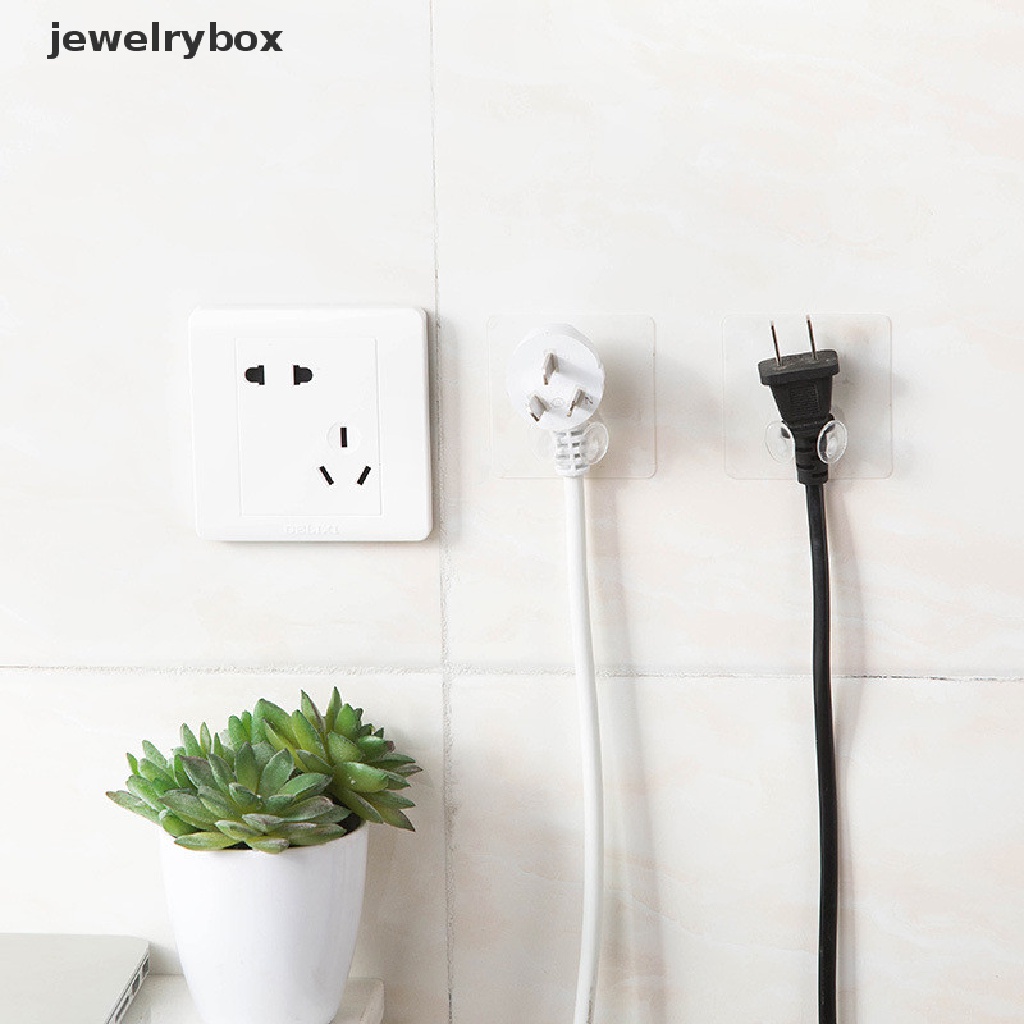 [jewelrybox] 4pcs Perekat Dinding Rumah Kantor Plastik Colokan Listrik Socket Holder Gantungan Hook Butik