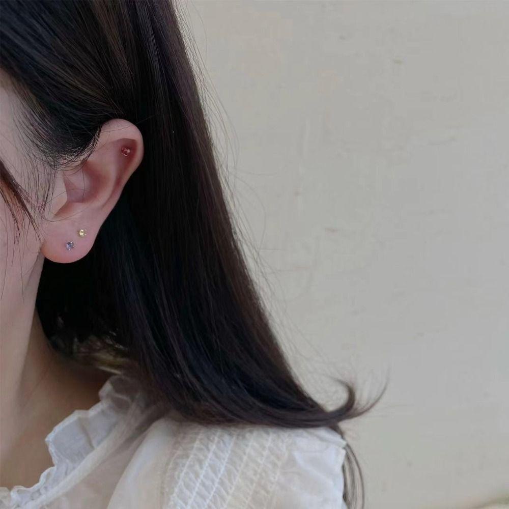 Agustinina Anting Pejantan Mini Pesta Kepribadian Harian Anting Korea Desain Fashion Zirkon Ear Stud Temperamen Peri Telinga Tulang Kuku