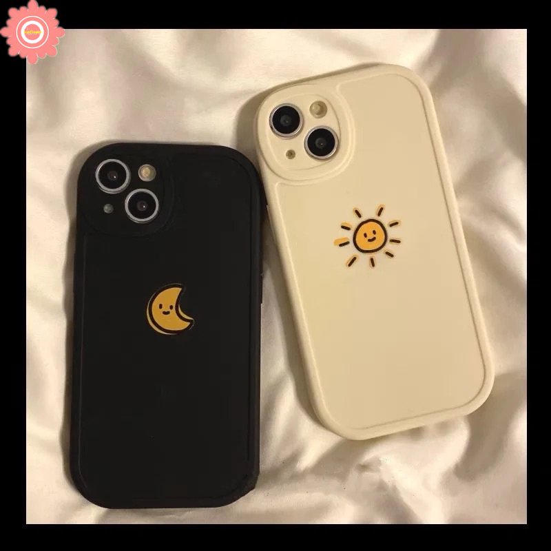 Simple Case Realme C53 C55 10 Pro Plus C21Y C31 C12 C25s C21 C3 C20 C15 C25 5 5i 5S 6i C35 C30 8i 8 8pro 7i C17 7 6 C21Y C25Y C20A C11 2021 6s Couple Sarung Bulan Matahari
